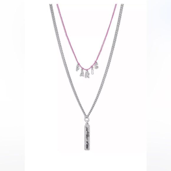 NWT KARL LAGERFELD PARIS Two-Tone Pavé Paris Layered Pendant Necklace - Picture 1 of 6